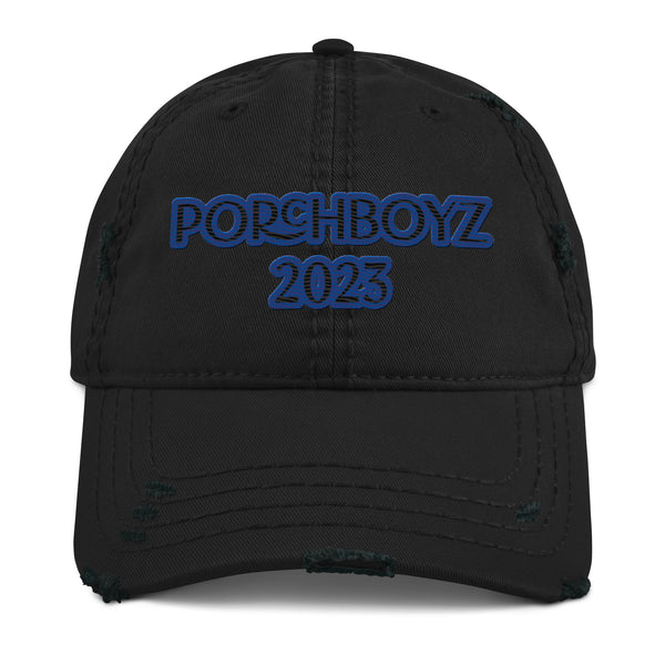 PORCHBOYZ EMBROIDERED "BLUE" Distressed Dad Hat