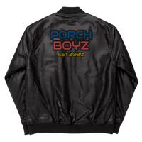 Porchboyz Embroidered Leather Bomber Jacket