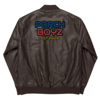 Porchboyz Embroidered Leather Bomber Jacket