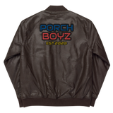 Porchboyz Embroidered Leather Bomber Jacket