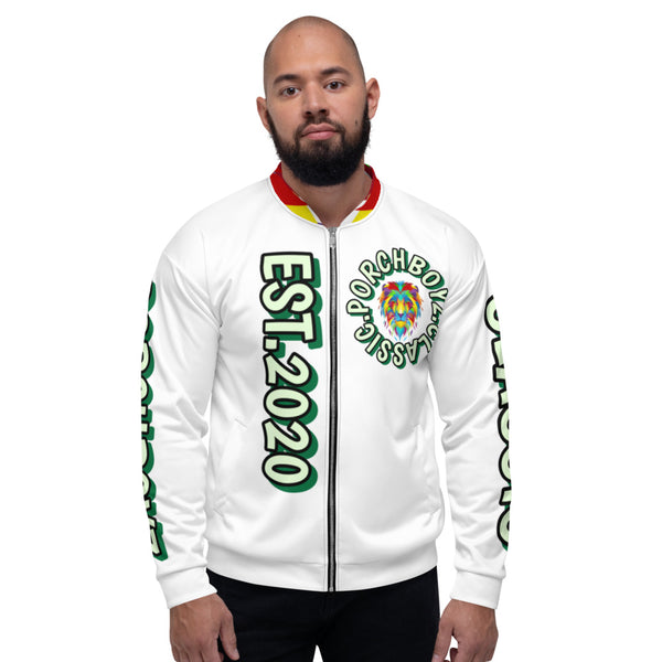 White Porchboyz Classic All-Over Print Unisex Bomber Jacket