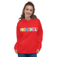 Red Porchgirlz Multicolor Unisex Hoodie