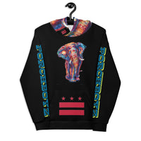 Black Porchboyz Elephant Print Unisex Hoodie