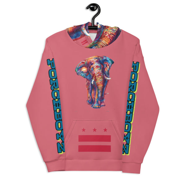 Pink Porchboyz Elephant Print Unisex Hoodie