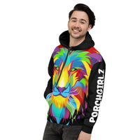 Porchboyz and Porchgirlz Lion Unisex  Black All-Over Print HOODIE