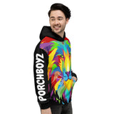 Porchboyz and Porchgirlz Lion Unisex  Black All-Over Print HOODIE