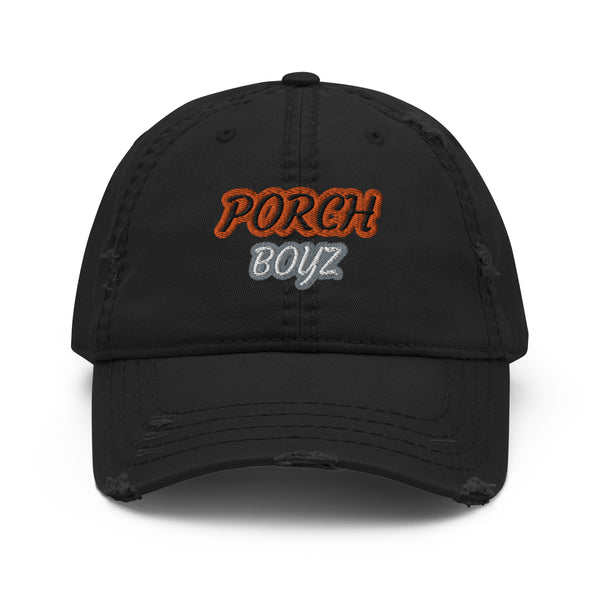 PORCHBOYZ EMBROIDERED (BLK/ORN/SLV/WHT) Distressed Dad Hat