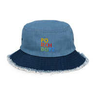 PORCHBOYZ Distressed denim bucket hat