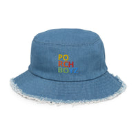 PORCHBOYZ Distressed denim bucket hat