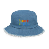 PORCHGIRLZ Distressed denim bucket hat