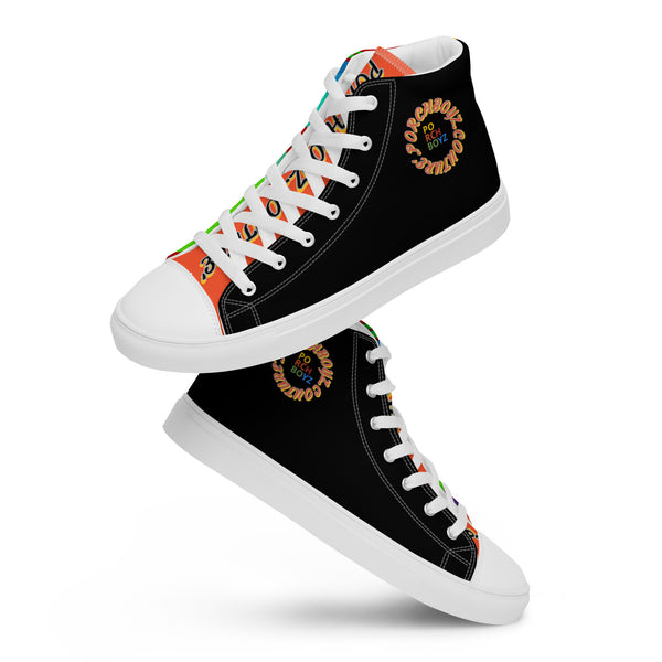 PORCHBOYZ COUTURE' -BLACK- Men’s high top canvas shoes