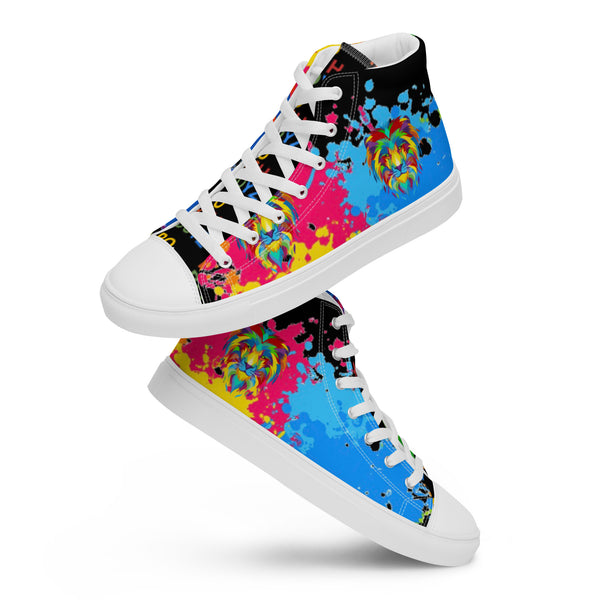 PORCHBOYZ (BLACK) PAINT SPLATTER Men’s high top canvas shoes