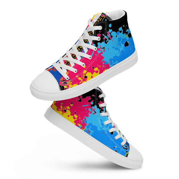 PORCHBOYZ (BLACK) PAINT SPLATTER Men’s high top canvas shoes