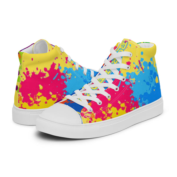 PORCHBOYZ (YELLOW) PAINT SPLATTER Men’s high top canvas shoes