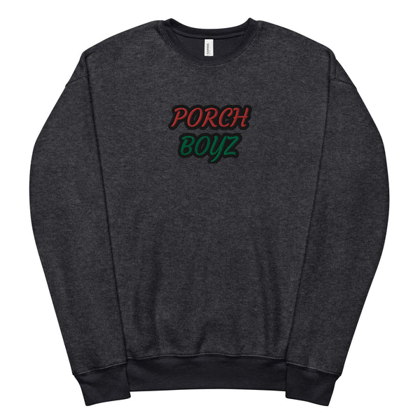 PORCHBOYZ EMBROIDERED (BLK/RED/GRN) Unisex sueded fleece sweatshirt