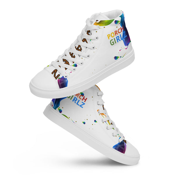 PORCHGIRLZ WHITE Women’s high top canvas shoes